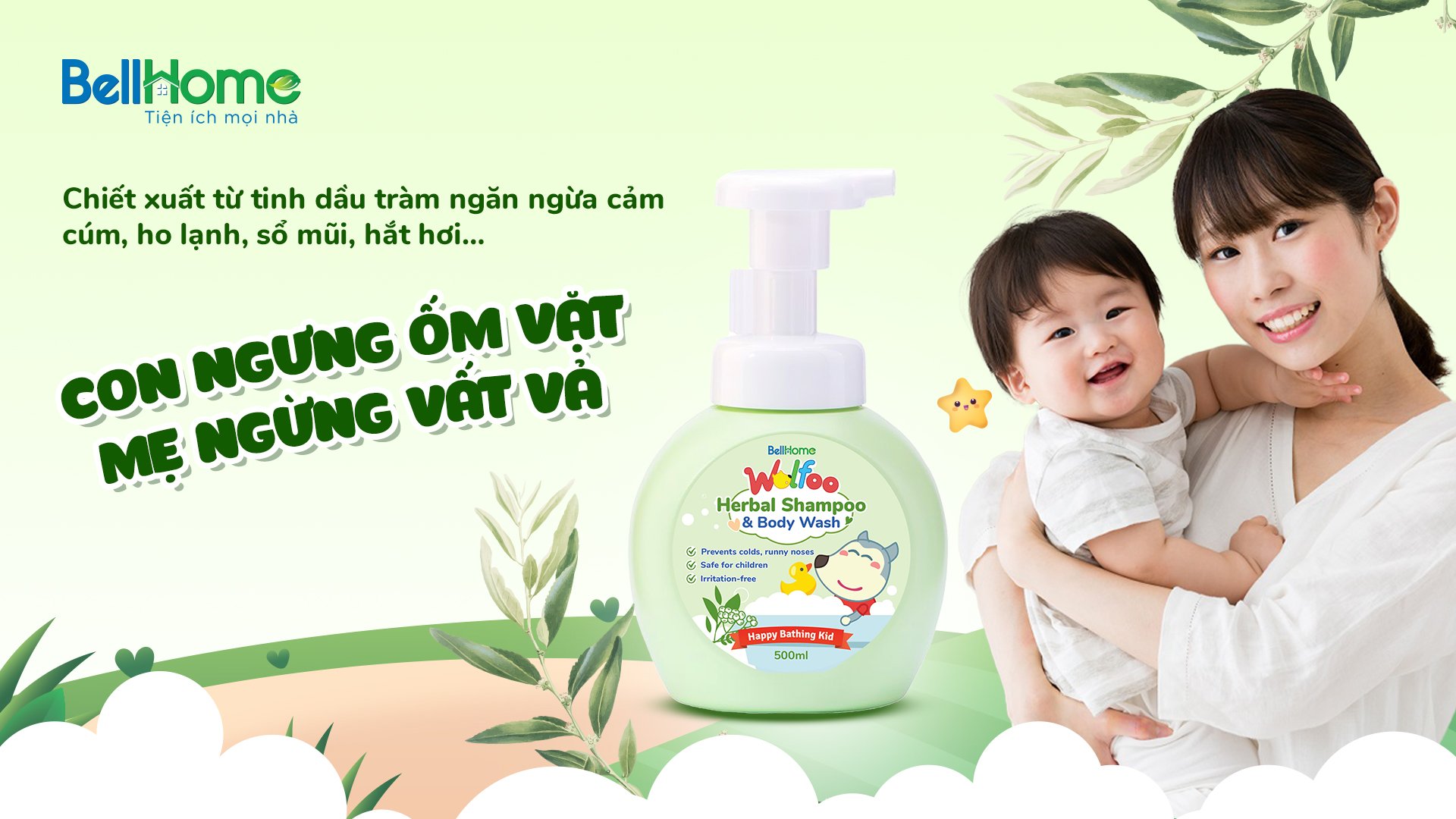 Tắm Gội Thảo Dược Wolfoo Baby 500ml