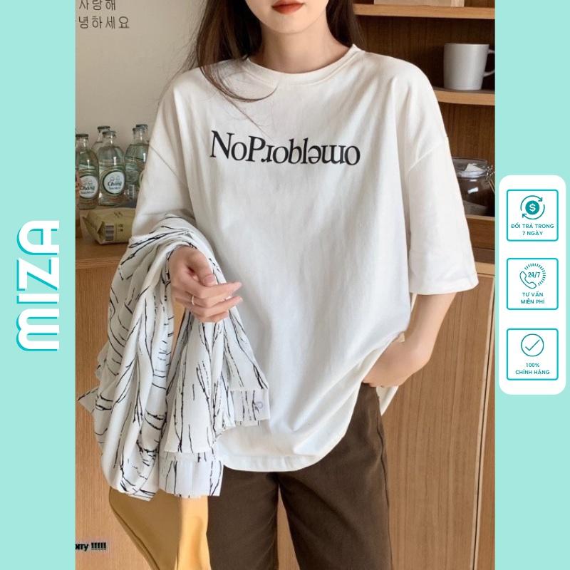 Áo cotton nữ nam unisex thun tay lỡ sweater ulzzang phông đen cotton oversize form rộng in hình cool ngầu NO PROBLEM
