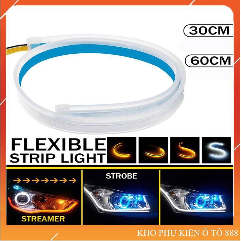 Bộ 2 Dây Đèn Led Mí Ô Tô Tích Hợp Xi Nhan Nháy Đuổi 30cm 45cm 60cm Silicon Chống Nước