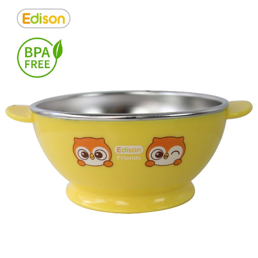 MADE IN KOREA Bát ăn dặm inox 2 lớp cách nhiệt cho bé có đế chống trượt Edison