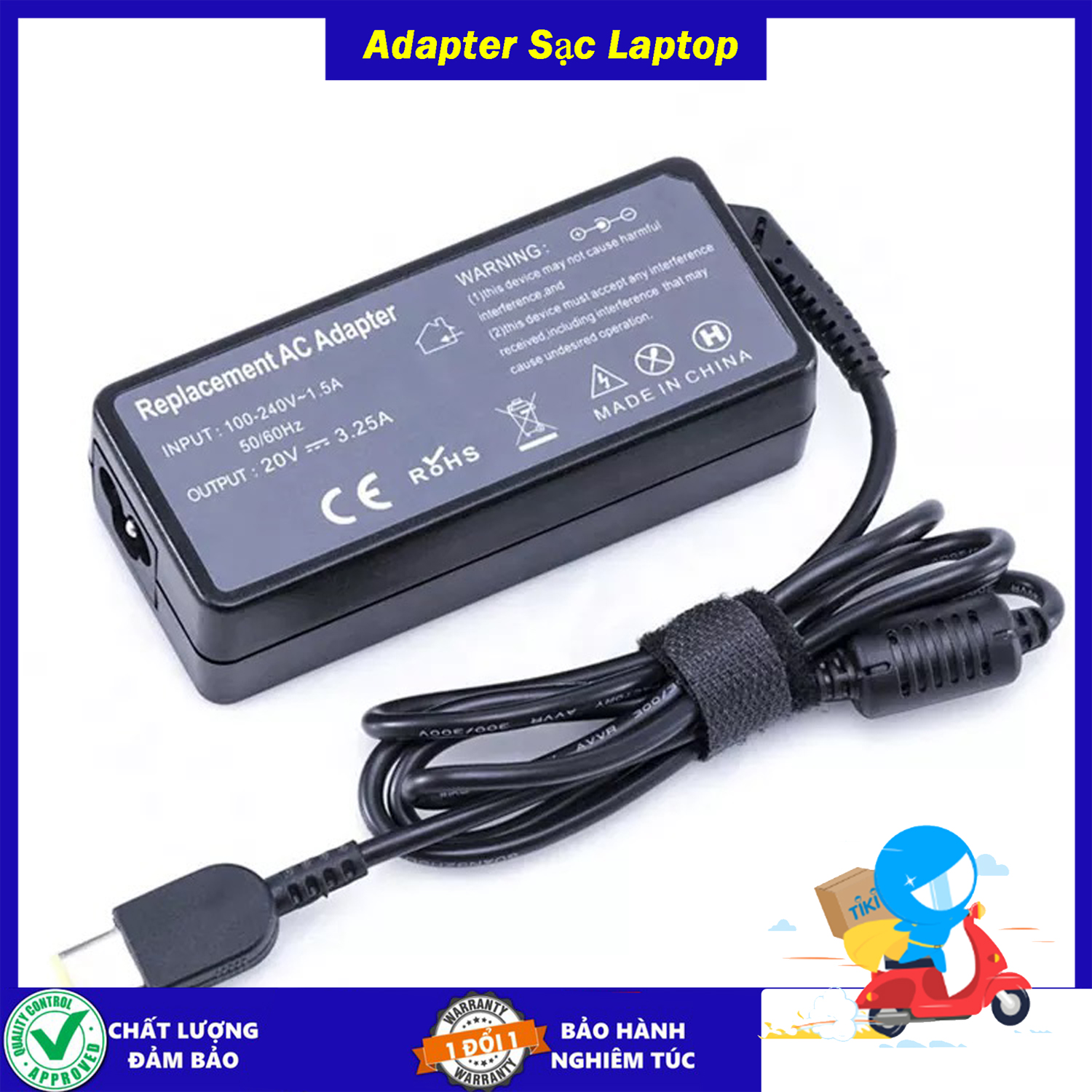 Sạc cho Laptop Lenovo - Sạc Zin 20V 2.25a 3.25a - công suất 45w/65w - Chân USB - Tặng kèm dây nguồn - Hàng Chính Hãng Zin New Seal