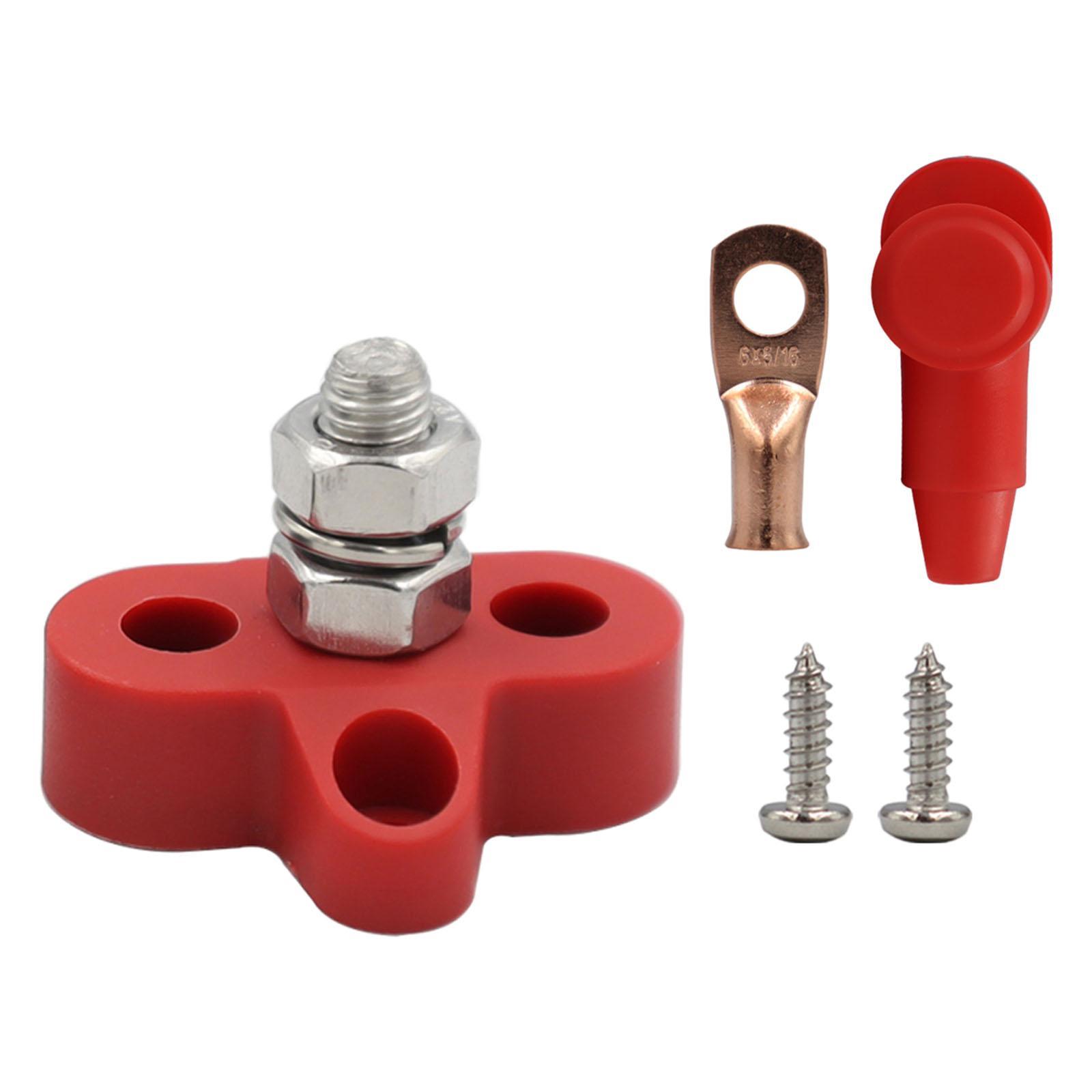 Power Distribution Terminal Block Kits 48V for Truck Car RV Red Single Stud