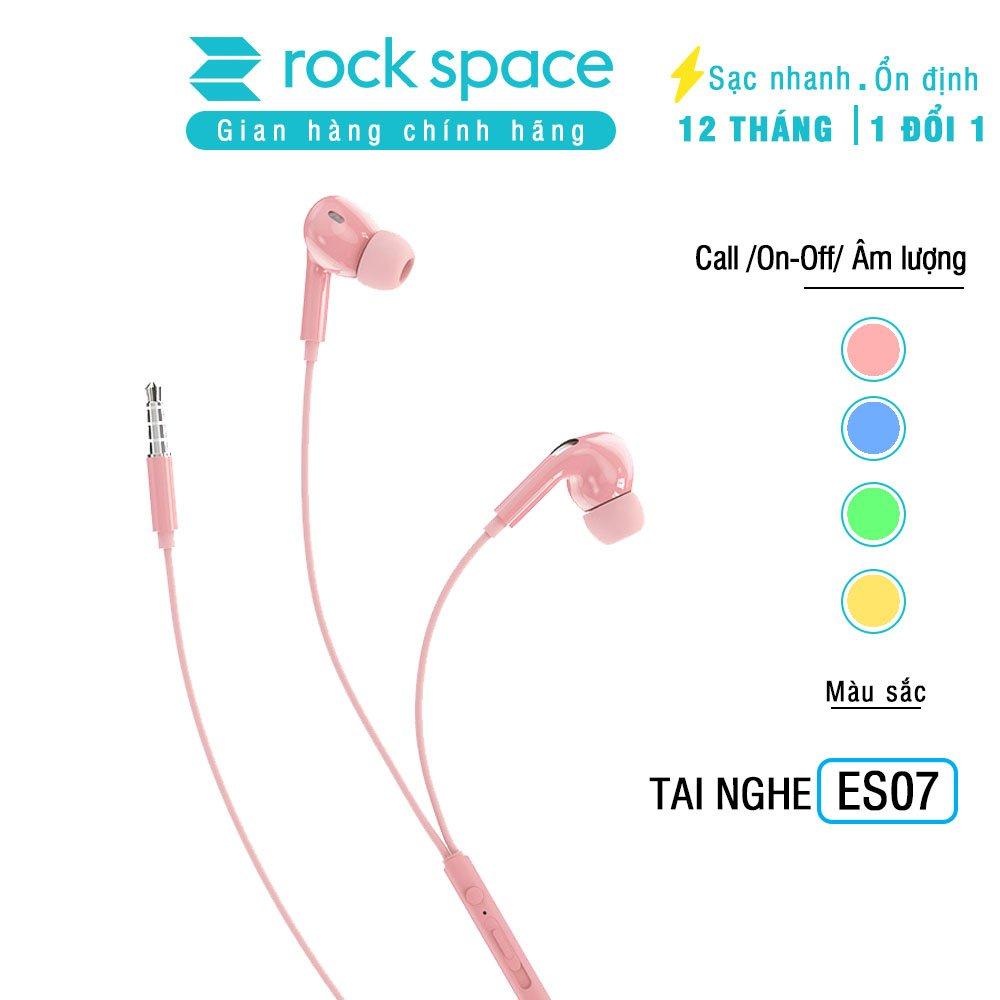 Tai nghe có dây Rockspace ES07 dành cho samsung có mic chuẩn 3,5 nhét tai - Hàng chính hãng 