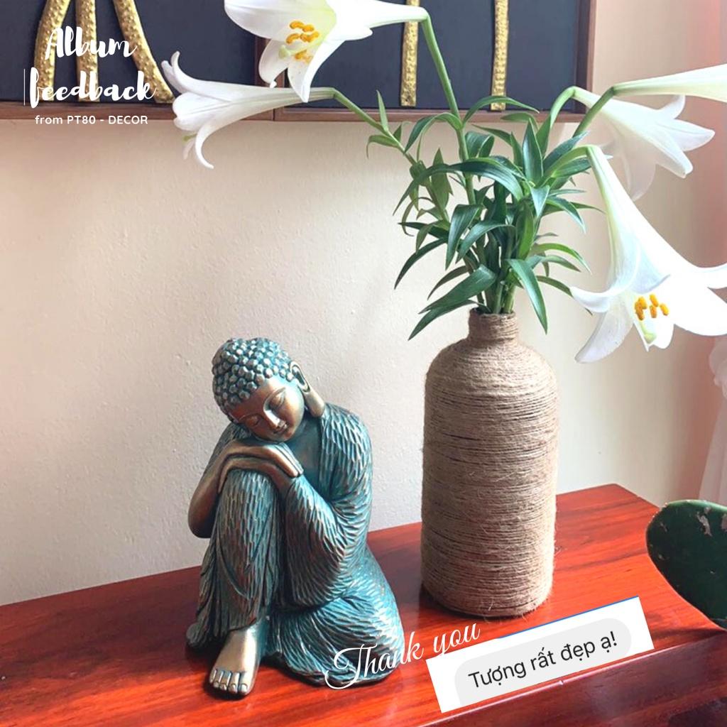 [FREESHIP] Tượng Phật An Nhiên PT80 màu đồng ánh xanh, thần thái sắc nét decor không gian phong thủy, sân vườn