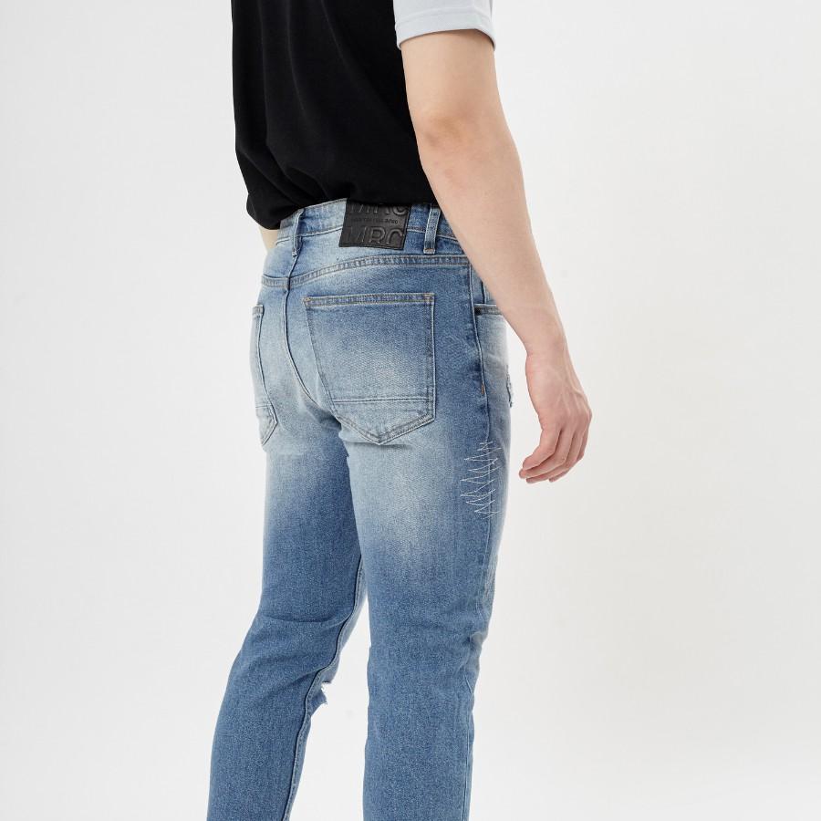 Quần jean dài nam cao cấp xanh denim MRC 0175 chất cotton cao cấp, form ôm vừa vặn, tôn dáng, trẻ trung - CUONG STORE