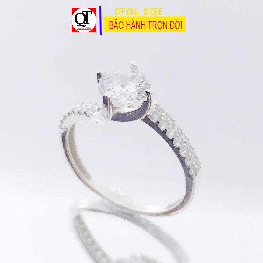 Nhẫn nữ thời trang chất liệu bạc ta đính đá cobic trắng sáng trang sức Bạc Quang Thản – QTNU81