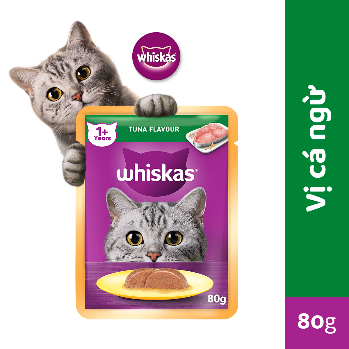 Bộ 12 túi thức ăn cho mèo Whiskas vị cá ngừ 80g