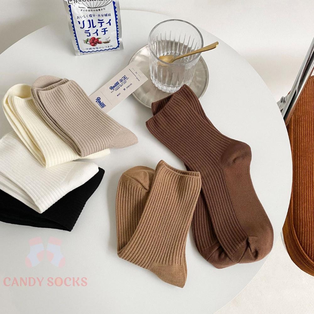 Tất nữ vớ nữ cổ trung, Set 5 đôi tất nữ phong cách Hàn Quốc, co dãn 4 chiều, chất liệu cotton Hàn cao cấp TN-179