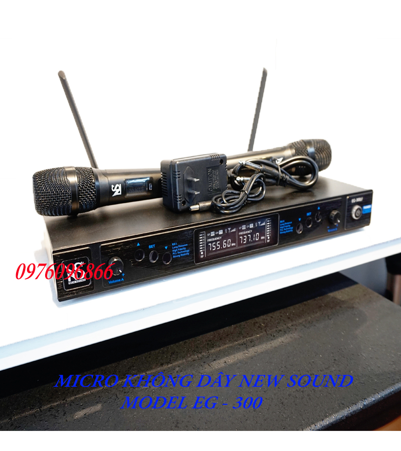 Micro không dây New Sound model EG300 hàng chính hãng nhập khẩu 2023 Chống Hú Cao Cấp Thế Hệ Mới Sóng Siêu Khỏe, Hát Cực Nhẹ, Tần Số Sóng Ổn Định