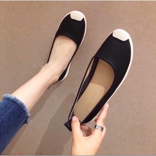 GL7_Giày lười slip on nữ mũi sóng da mềm siêu bền êm chân