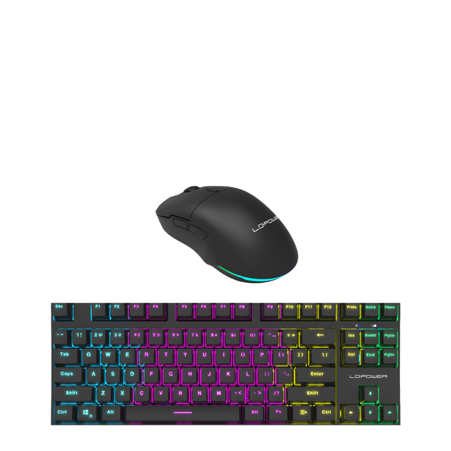 Bộ Bàn phím + chuột không dây máy tính Gaming LC-KEY-MECH-2-RGB-C-W + chuột không dây LC-POWER LC-M900B-C-W Hàng chính hãng