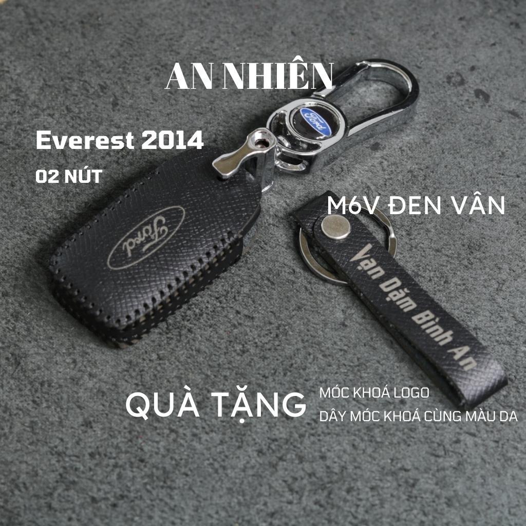 Bao da dành cho móc khoá bọc ốp chìa khóa xe ô tô Ford Everest 2005 - 2014, da bò, nhiều màu, khâu thủ công FordLock