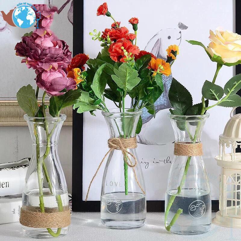 Combo 10 ly, chai thủy tinh loại 350ml dùng để cắm hoa, trang trí nhà cửa