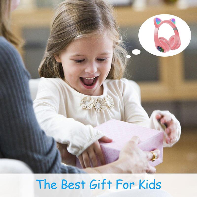 Đôi Tai Mèo Tai Nghe Nhét Tai Không Dây Tai Nghe Nhạc Stereo Xanh Dương-Răng Tai Nghe Có Mic Trẻ Con Gái Fone Game Thủ Tai Nghe Kid Quà Tặng