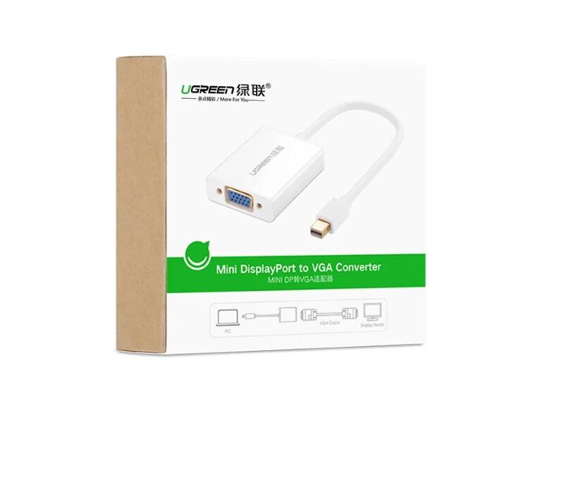 Ugreen UG10437MD107TK Màu Trắng Cáp chuyển đổi Mini DP sang VGA vỏ nhôm có Audio - HÀNG CHÍNH HÃNG