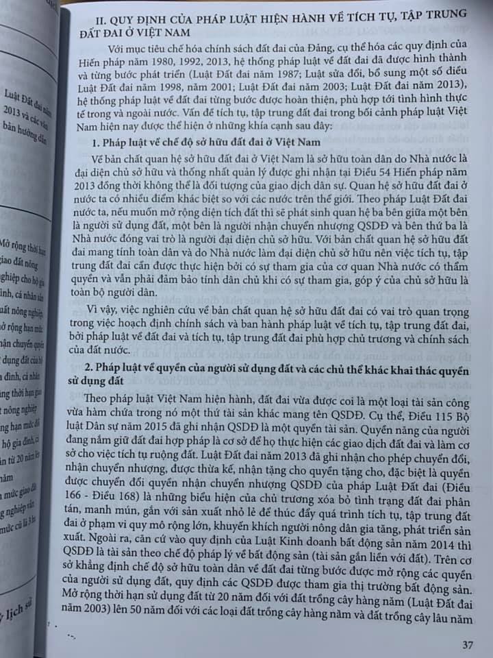 Tích tụ, tập trung đất đai ở Việt Nam- Lý luận và pháp luật hiện hành- Luật đất đai và văn bản hướng dẫn thi hành 2020