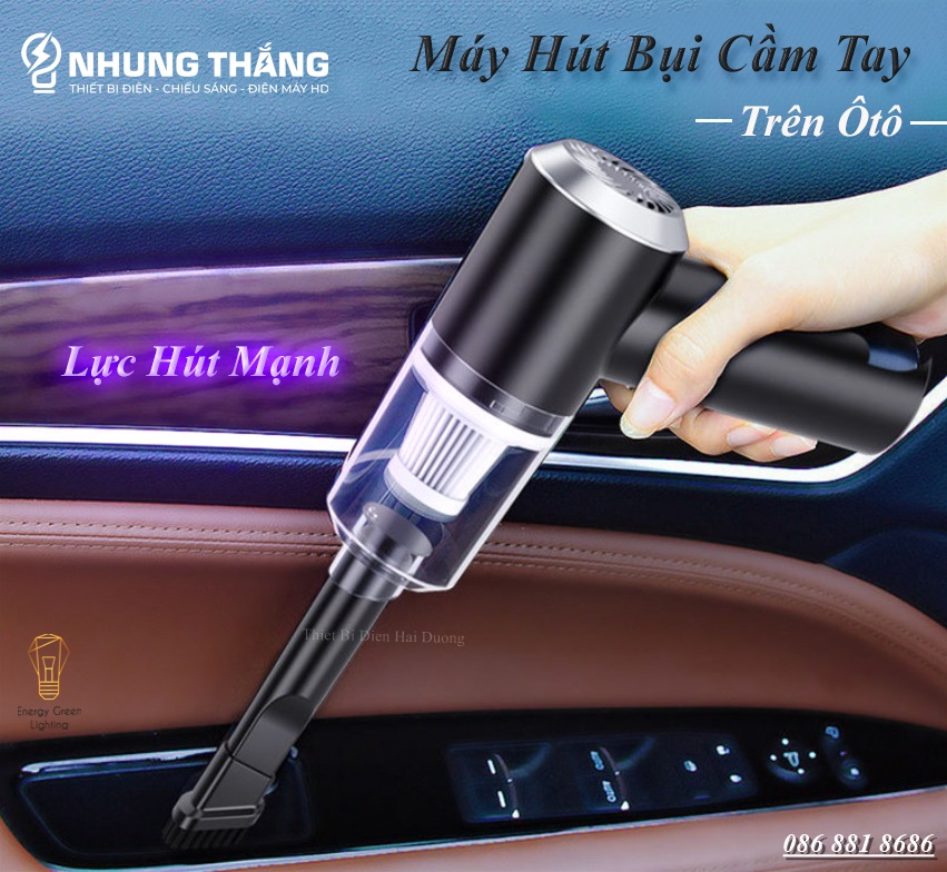 Máy Hút Bụi Không Dây Cầm Tay Trên Ôtô HB-660 - Lực Hút Mạnh - Dung Tích 0.5L - Công Suất 120w - Pin Sạc Tích Điện - Có Video