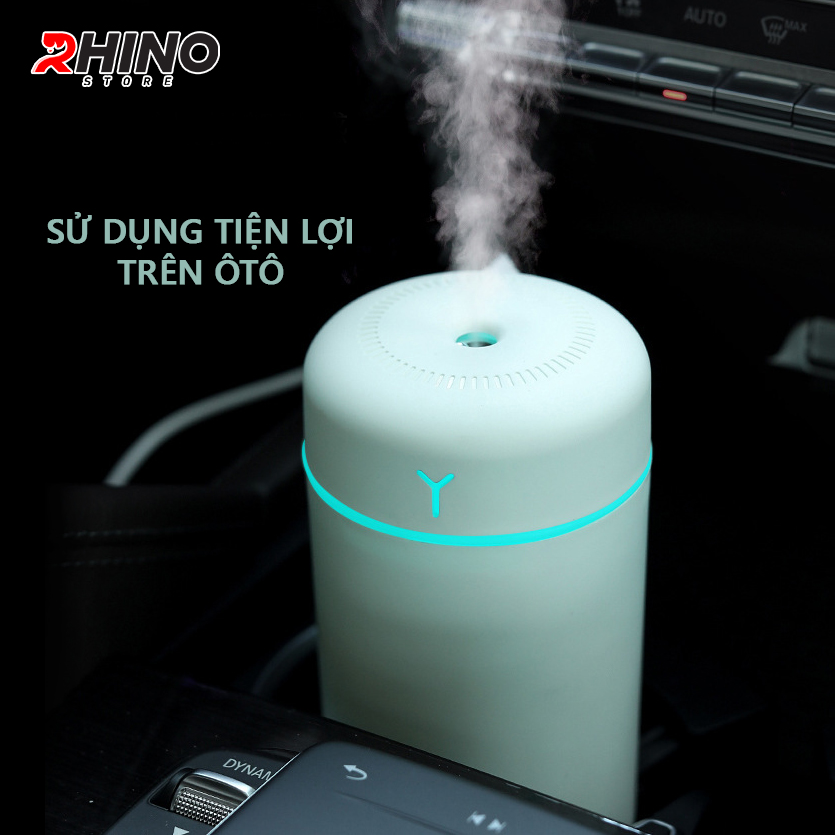 Máy phun sương xông tinh dầu tạo ẩm Rhino H901 dung tích 420ml, nhỏ gọn, không gây tiếng ồn, tích hợp đèn ngủ RGB nhiều màu, có chế độ tự ngắt - Hàng chính hãng