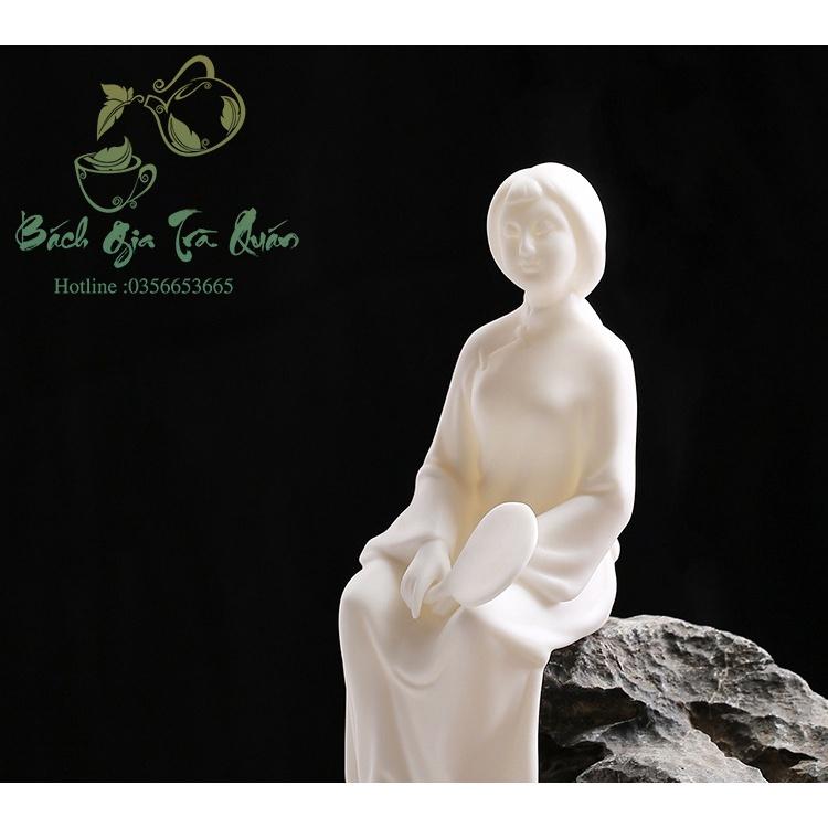 Tượng Sứ Bạch Định Thấu Quang Cô Gái Decor Bàn Trà, Bàn Làm Việc, v.v...