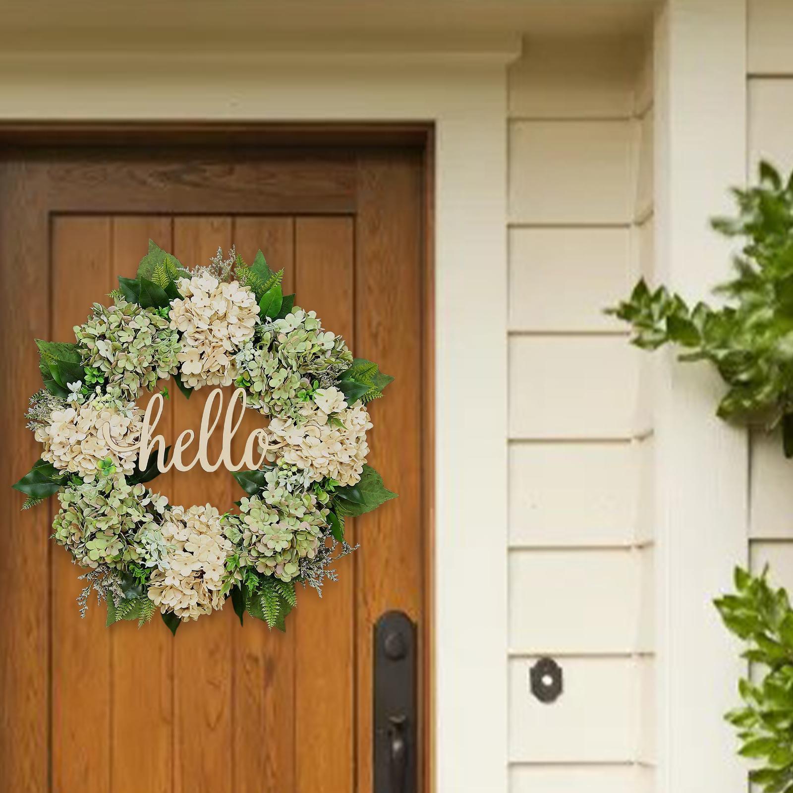 Front Door Wreath Hydrangea Flower Blossom Wreaths for Decor Housewarming