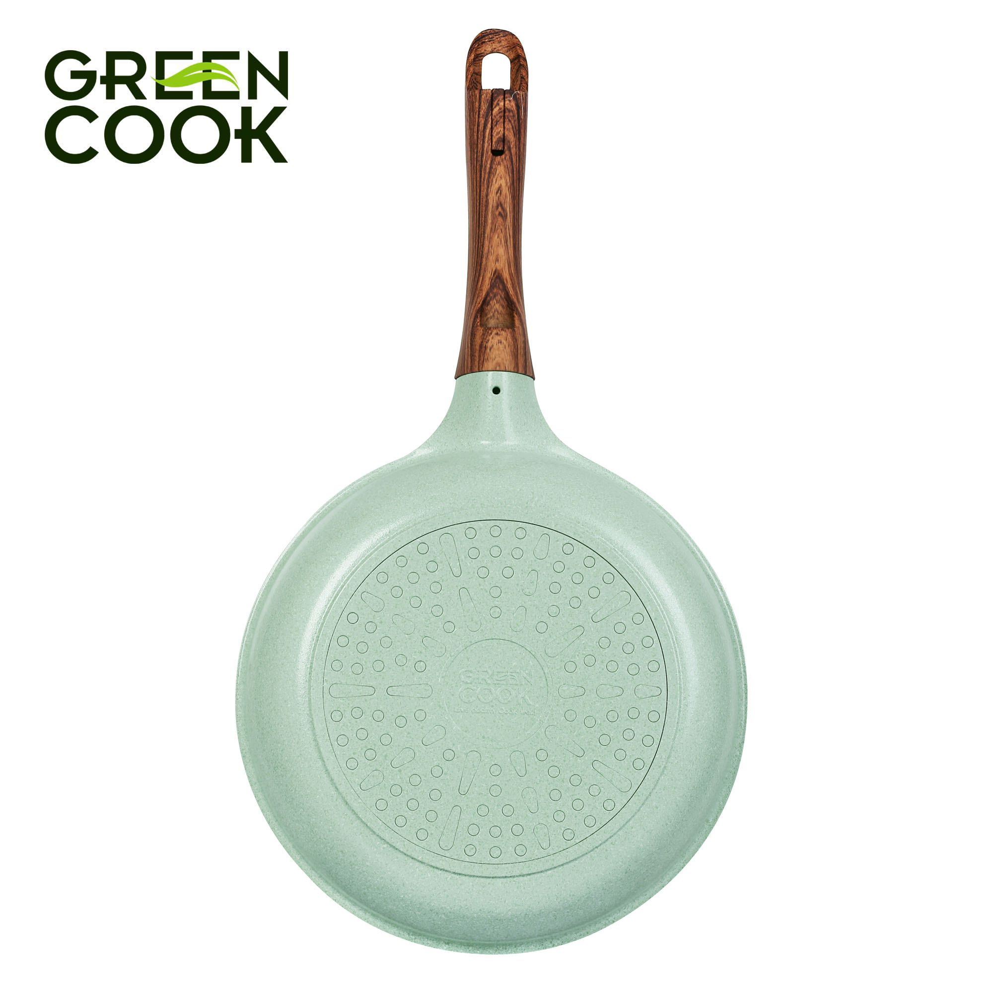 Chảo đúc đáy từ chống dính men đá ceramic xanh ngọc 20 cm Green Cook GCP06-20IH công nghệ Hàn Quốc - Hàng chính hãng