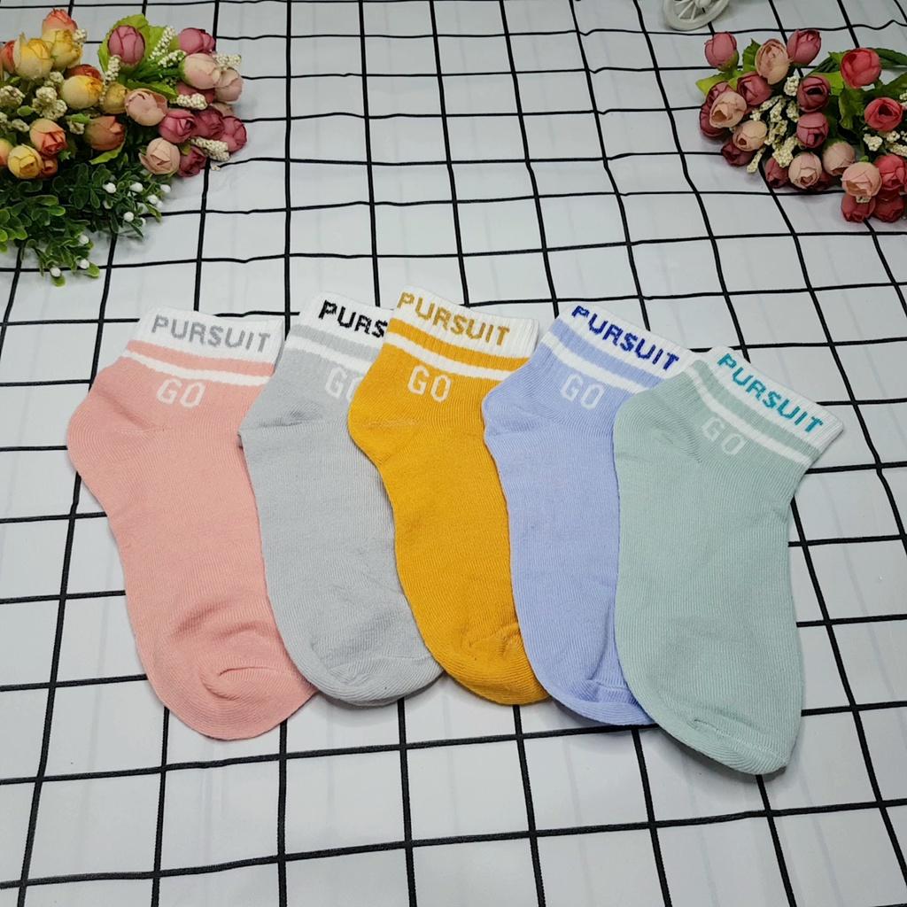 Tất cổ cao, vớ cổ cao nam nữ thể thao viền chữ vải cotton co giãn thời trang Hàn Quốc