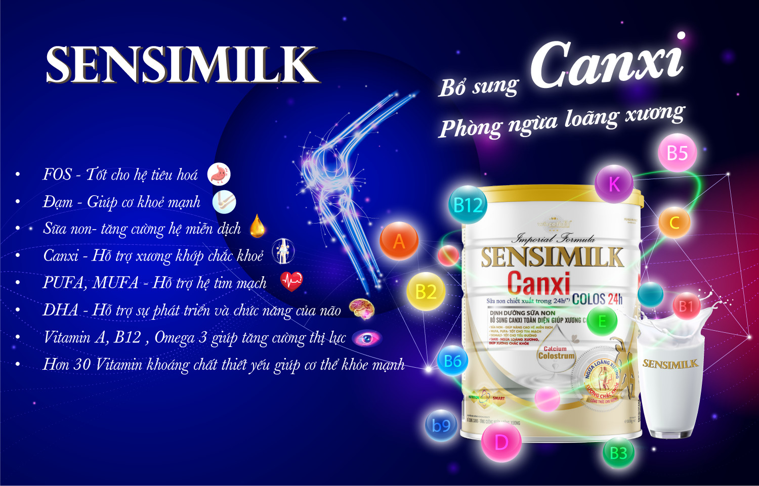 Sữa non Wincofood SENSIMILK CANXI (800g) - Bổ sung canxi cùng vitamin, khoáng chất giúp xương chắc khỏe.