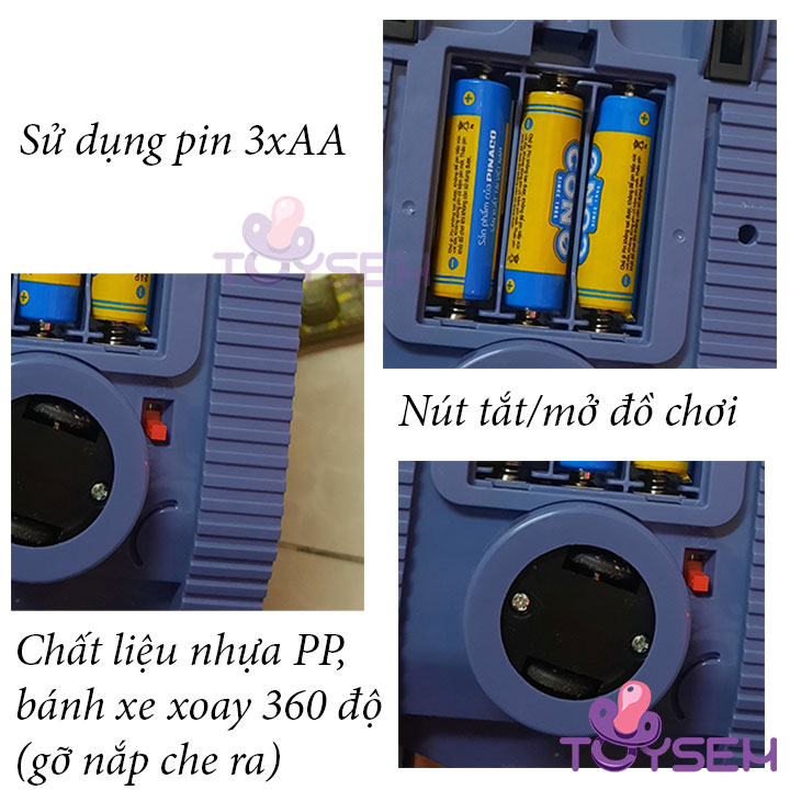 Đồ chơi xe tăng xoay 360 độ có đèn và nhạc kèm theo 3 chiếc xe tăng nhỏ - Quà tặng đồ chơi sinh nhật cho bé - Xe tank 306 dã chiến cho bé