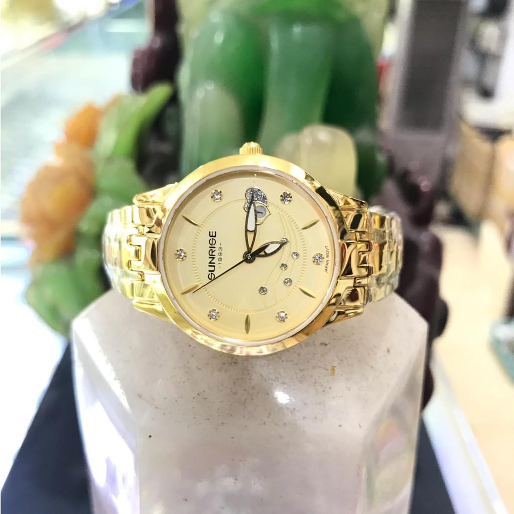 Đồng hồ nữ SUNRISE 9804SA màu vàng full hộp chính hãng, kính Sapphire chống xước chố