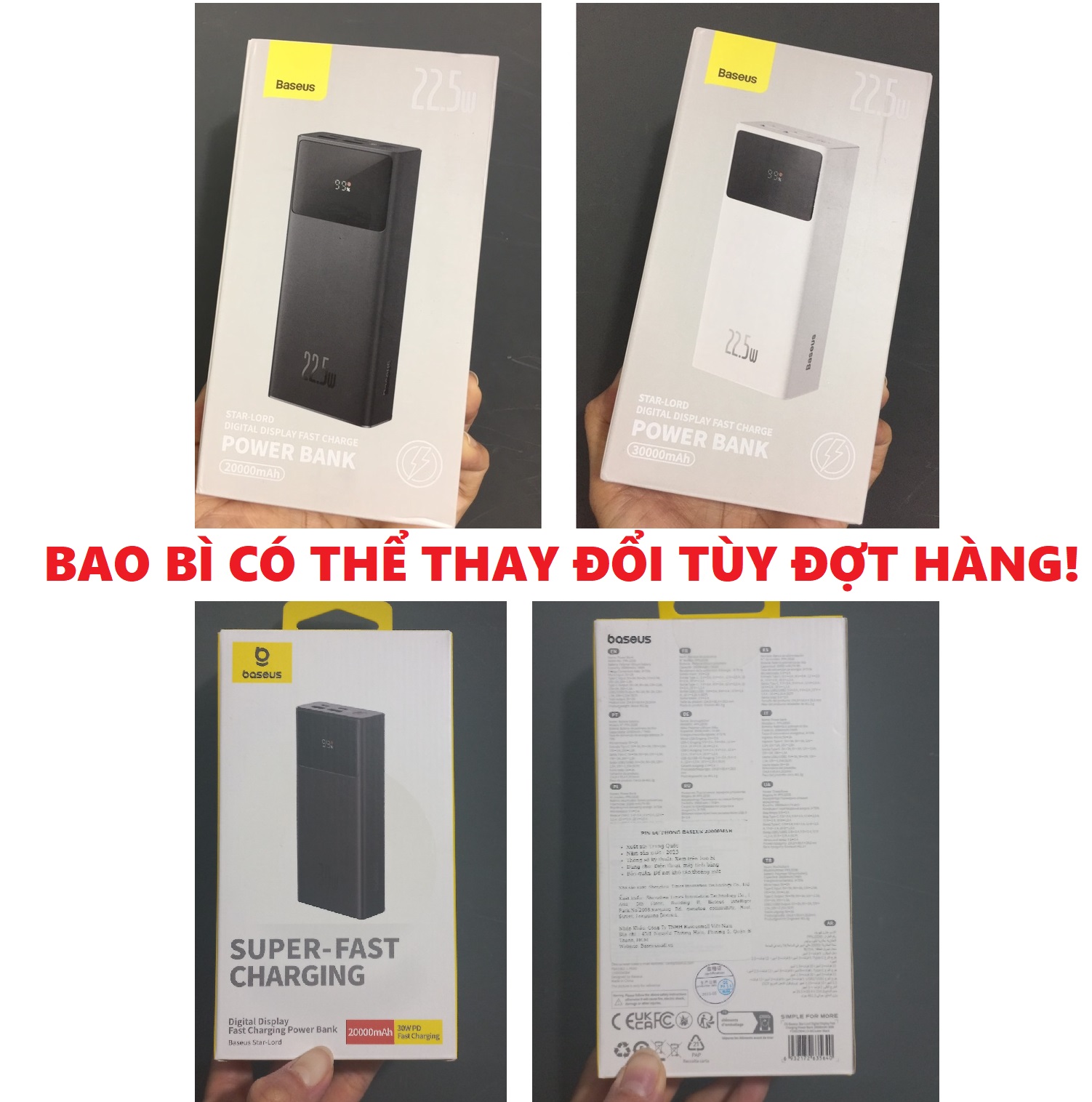 Pin dự phòng sạc nhanh 30W / 22.5W 3 cổng sạc có LEd hiển thị 20000/ 30000mAh Baseus Star Lord _ Hàng chính hãng