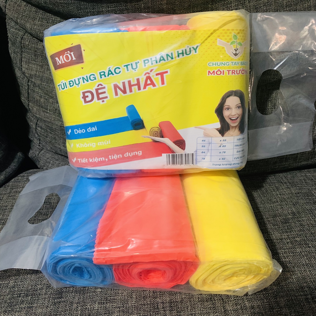 Túi Rác Màu PE Bóng Dẻo Chắc, Túi Đựng Rác Sinh Học Tự Hủy, An Toàn Tiện Dụng, Phù Hợp Mọi Gia Đình, Hàng Xịn