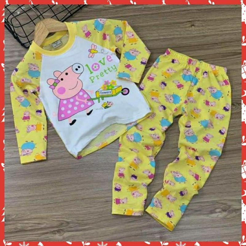 Bộ dài tay cotton 4c siêu xinh cho bé gái - Đồ bộ trẻ em