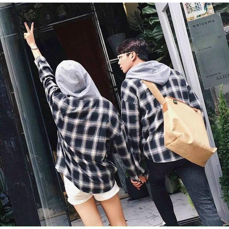Áo Khoác Sơ Mi Caro Có Nón Unisex - KN12