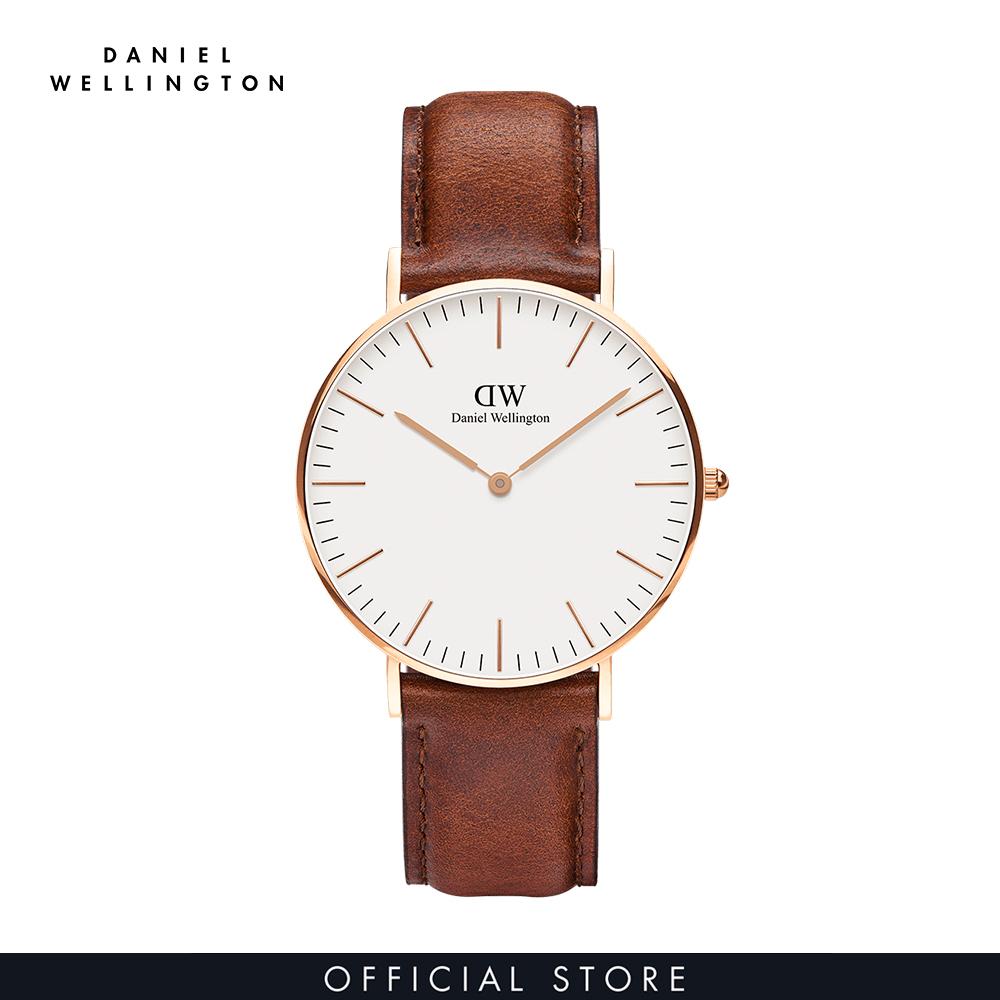 Đồng hồ Nam Daniel Wellington dây Da - Classic Mawes 36mm DW00100035 + Đồng hồ Nữ Daniel Wellington dây Da - DW00100231