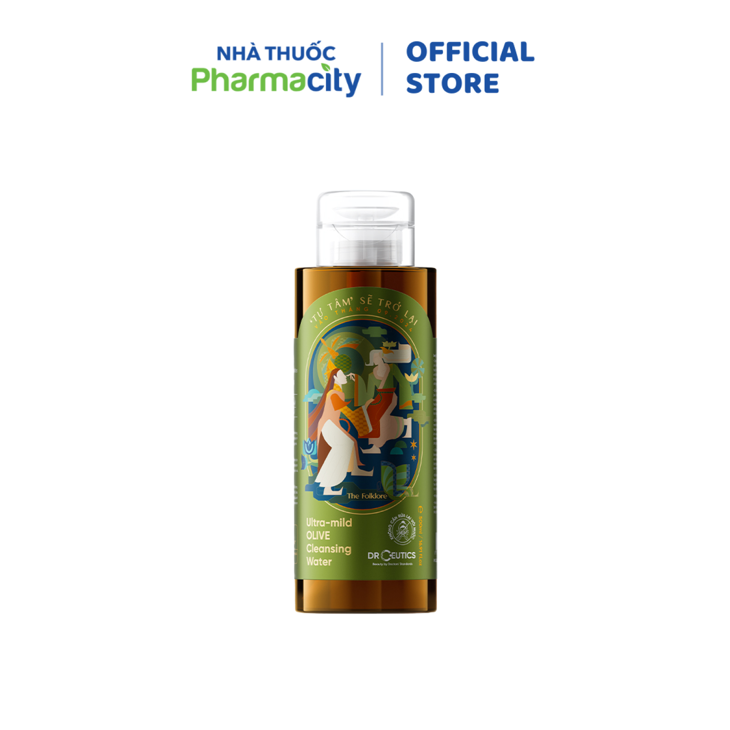 DrCeutics Nước Tẩy Trang Làm Sạch Da Và Làm Dịu Da Ultra-mild OLIVE Cleansing Water 500ml/Chai