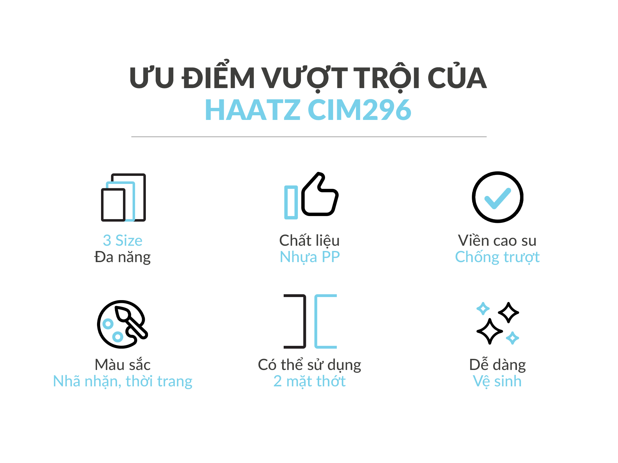 Bộ 3 Thớt Kháng Khuẩn Cao Cấp Haatz CIM296 - 3 Thớt Đa Năng Chính Hãng - Bảo Hành 24 Tháng