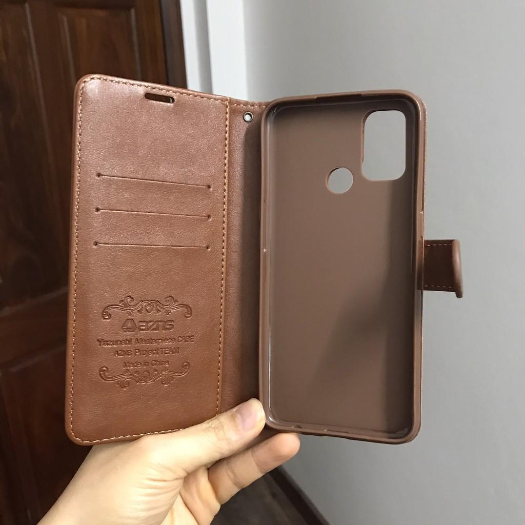 Bao da ốp lưng dành cho Oppo A53 kèm ví gập nắp da thật mềm mịn - azns