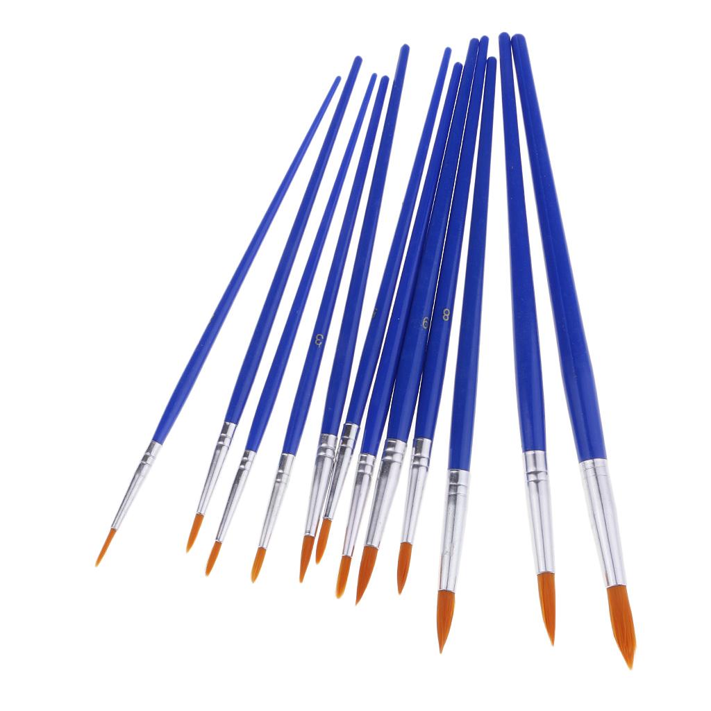 12 Chiếc Lông Nylon Vẽ Tranh Màu Nước Bàn Chải Nghệ Sĩ Tròn Nhọn Đầu Bàn Chải