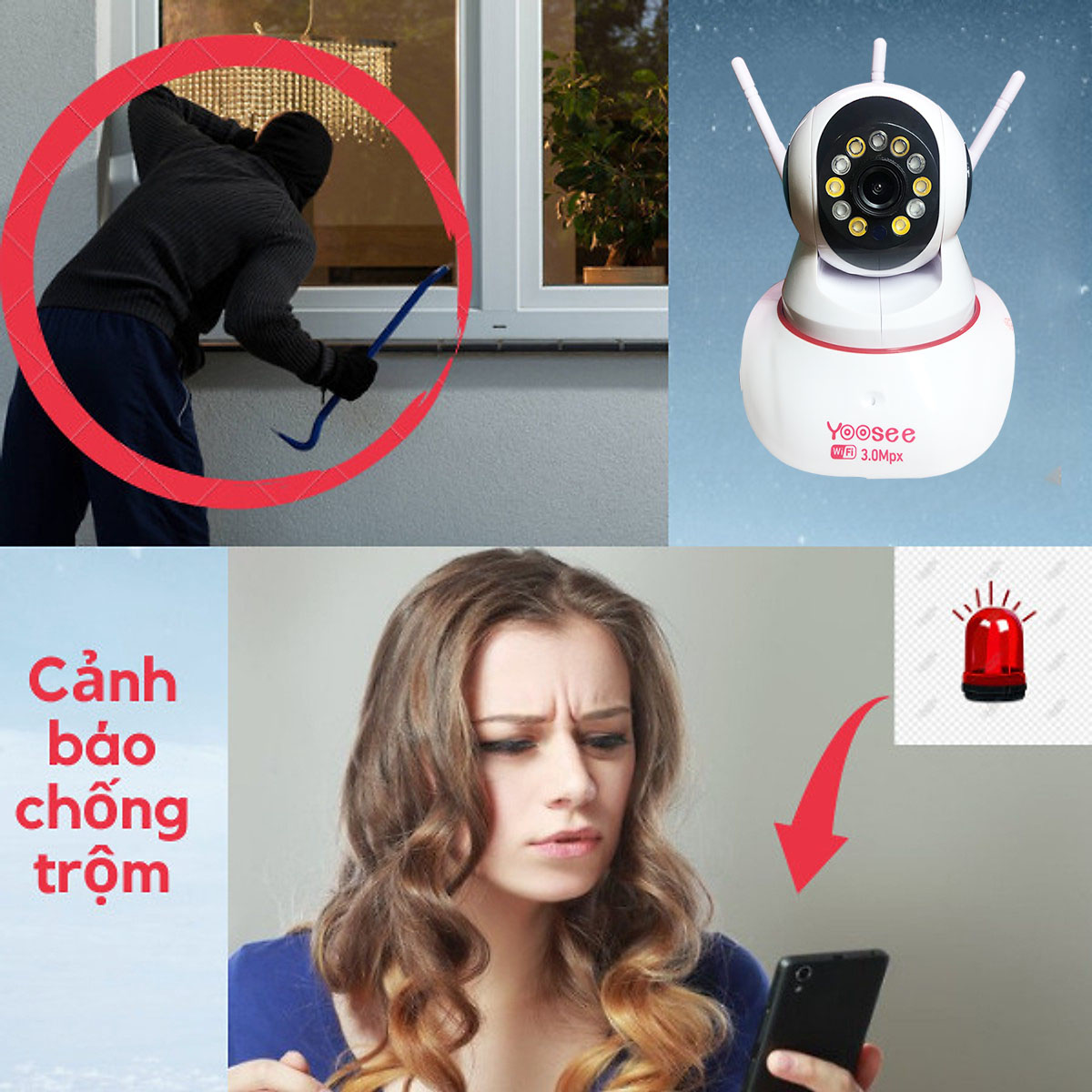 Camera Yoosee Trong Nhà Thế Hệ Mới Ban Đêm Có Màu, Đàm Thoại Hai Chiều Full HD 1080P-Hàng Nhập Khẩu