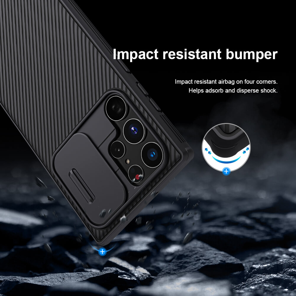 Ốp lưng chống sốc cho Samsung Galaxy S22 Ultra bảo vệ Camera hiệu Nillkin Camshield Pro chống sốc cực tốt, chất liệu cao cấp, có khung và nắp đậy bảo vệ Camera - hàng nhập khẩu