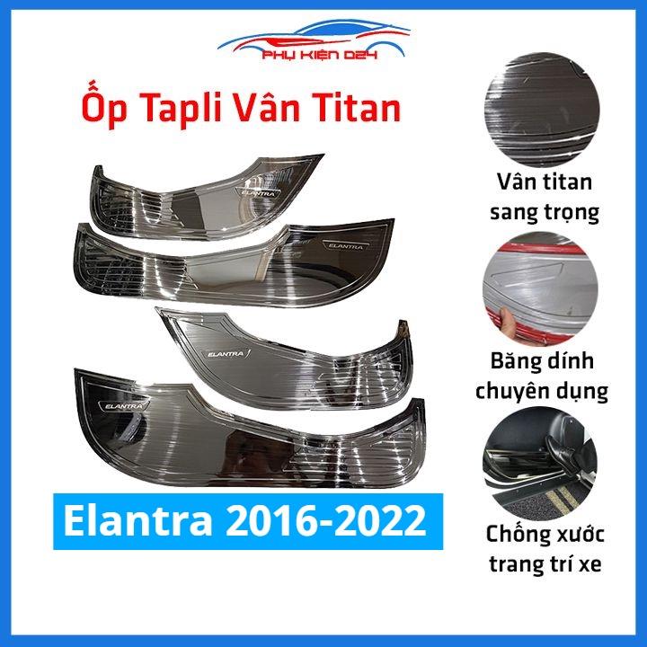 Bộ ốp tapli Elantra 2016-2017-2018-2019-2020-2021-2022 vân Titan chống xước va đập khi mở cửa và làm đẹp xe