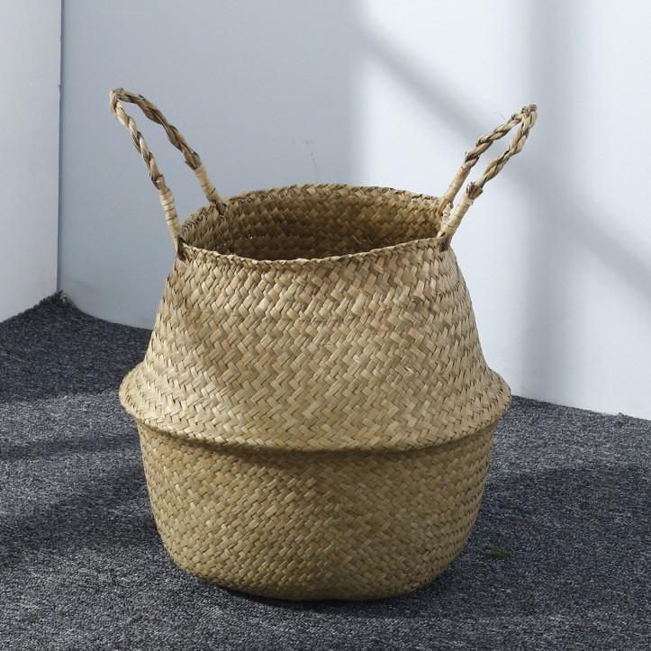 Giỏ cói tự nhiên kích thước 25cm x 27cm - Dùng để đựng đồ, trồng cây trang trí, decor