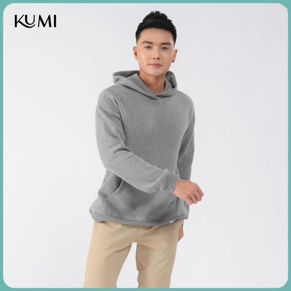 Áo Hoodie Nam Dài Tay Có Mũ Chất Nỉ Bông Cao Cấp Kumi, Áo Nỉ Nam Basic Có Mũ Thời Trang Trẻ Trung Năng Động - Ghi