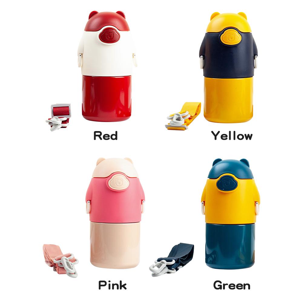 450Ml Trẻ Em Bình Nước Inox Giữ Nhiệt Bình Di Động Không Trượt Chống Rò Rỉ Dễ Dàng Vệ Sinh Chân Không Mini Ống Hút cốc