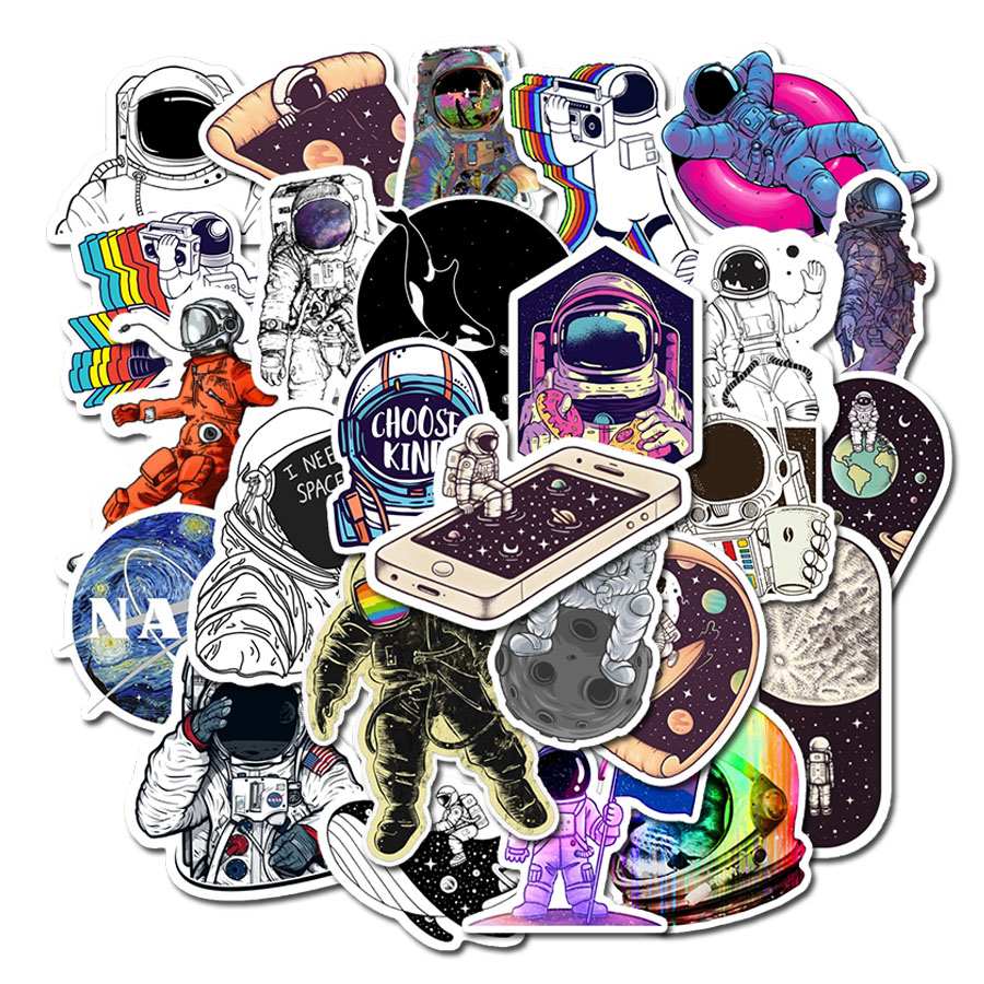 Sticker Phi hành gia Astronaut  decal dán laptop , điện thoại hình dán trang trí