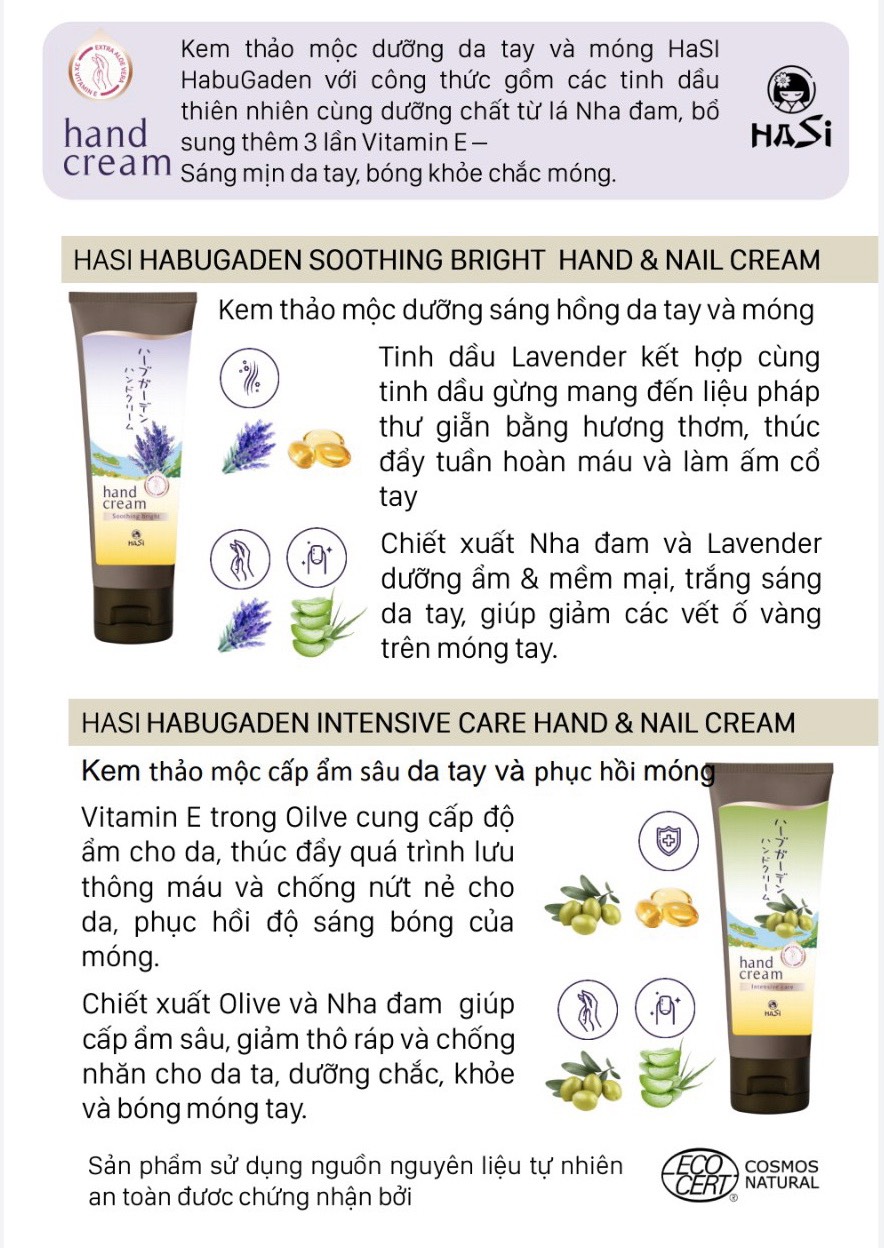 Kem Dưỡng Tay Hasi Thảo Mộc Dưỡng Sáng Da Tay &amp; Móng Hand &amp; Nail Cream 80g