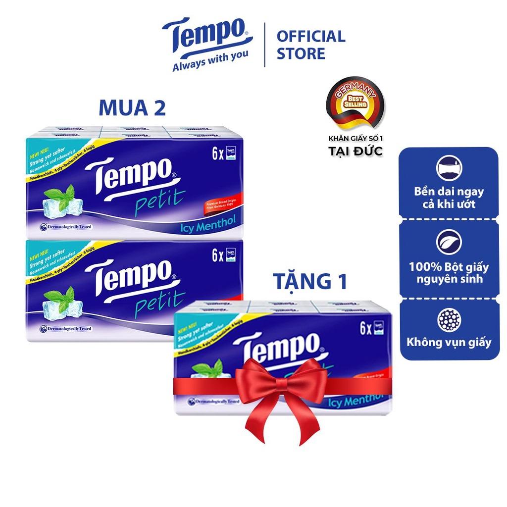 [COMBO 2 LỐC] Khăn giấy bỏ túi cao cấp Tempo Petit - 4 lớp bền dai, được kiểm nghiệm da liễu - Thương hiệu Đức