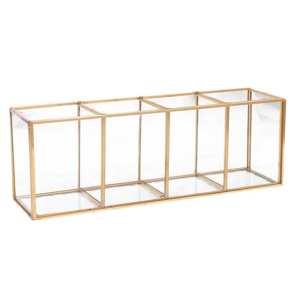 Gold Brush Storage Pen Pencil Pot Holder Container Desk Organizer Accessory