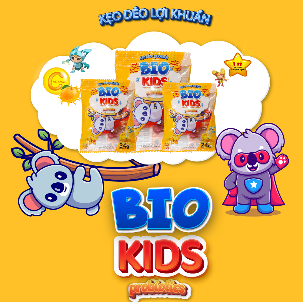 Kẹo Dẻo Lợi Khuẩn BIO KIDS 24G Bố Sung Vitamin C, Giúp Trẻ Ăn Ngon, Tăng Cường Miễn Dịch - Túi 24g