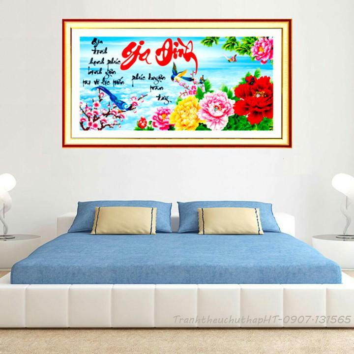Tranh đính đá gia đình LV176: 87*45cm - Tự đính